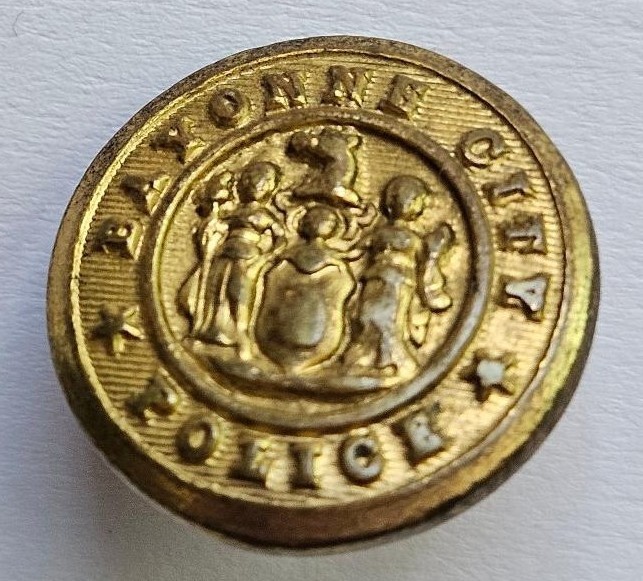 15 Vintage Bayonne City Police Brass Buttons