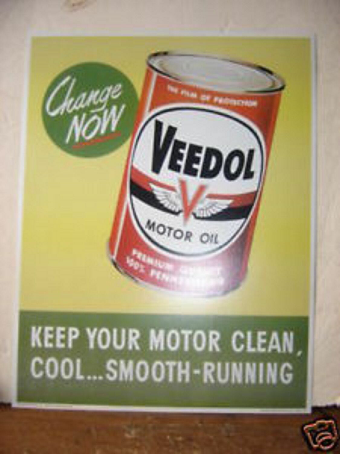 1950'S(2) PAIR 1950'S VEEDOL OIL CAR AND CAN ONE EACH CARDBOARD WINDOW  SIGN