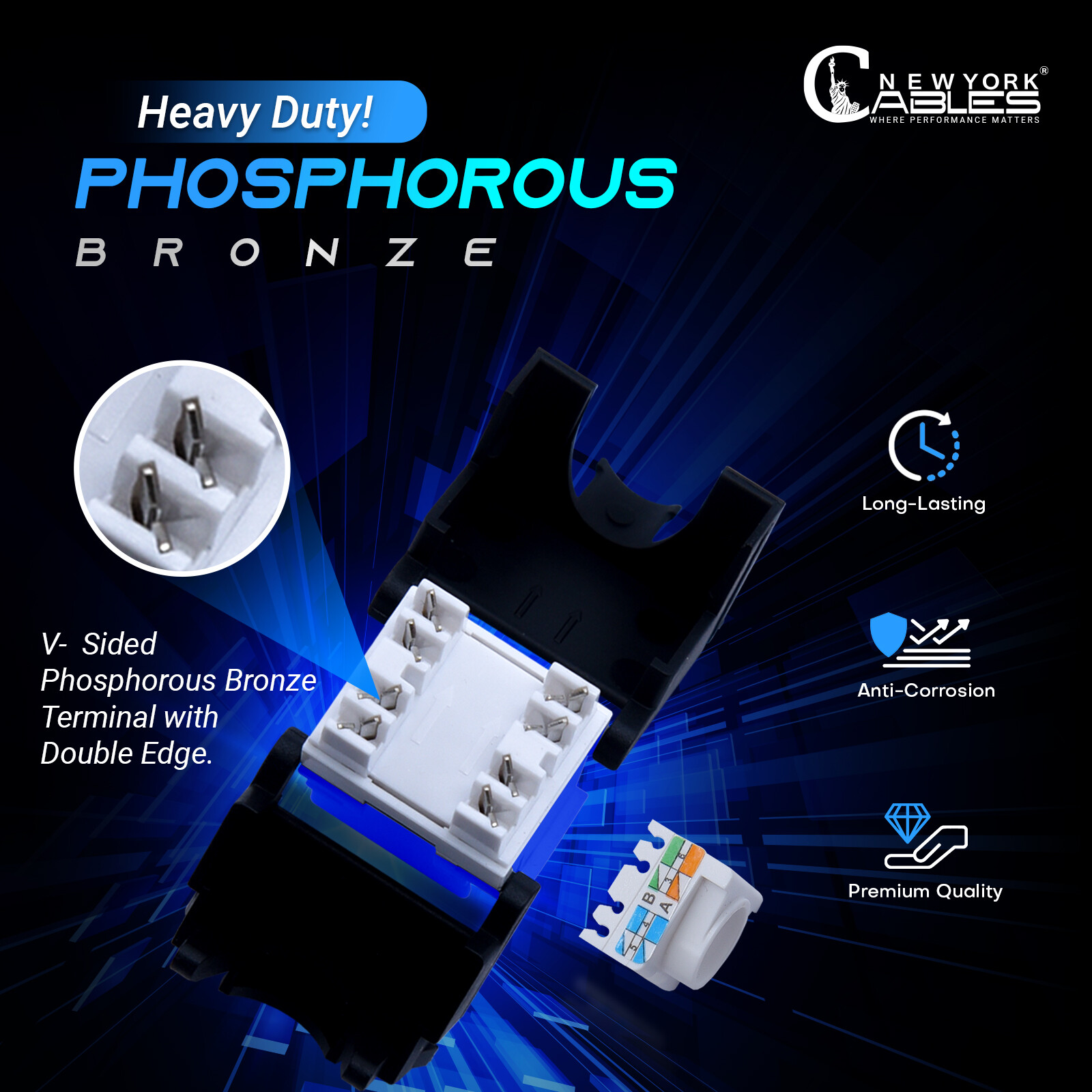 Cat6 Keystone Jack RJ45 Connectors Punch Down Ethernet Cable Connector Blue 10X