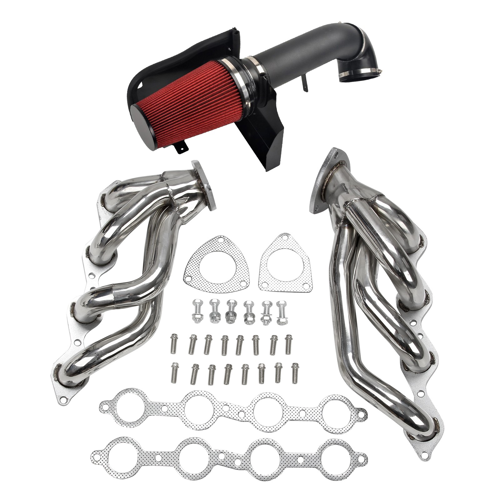 BKRD 4''Cold Air Intake+Exhaust Headers For Chevy GMC Avalanche Silverado Sierra