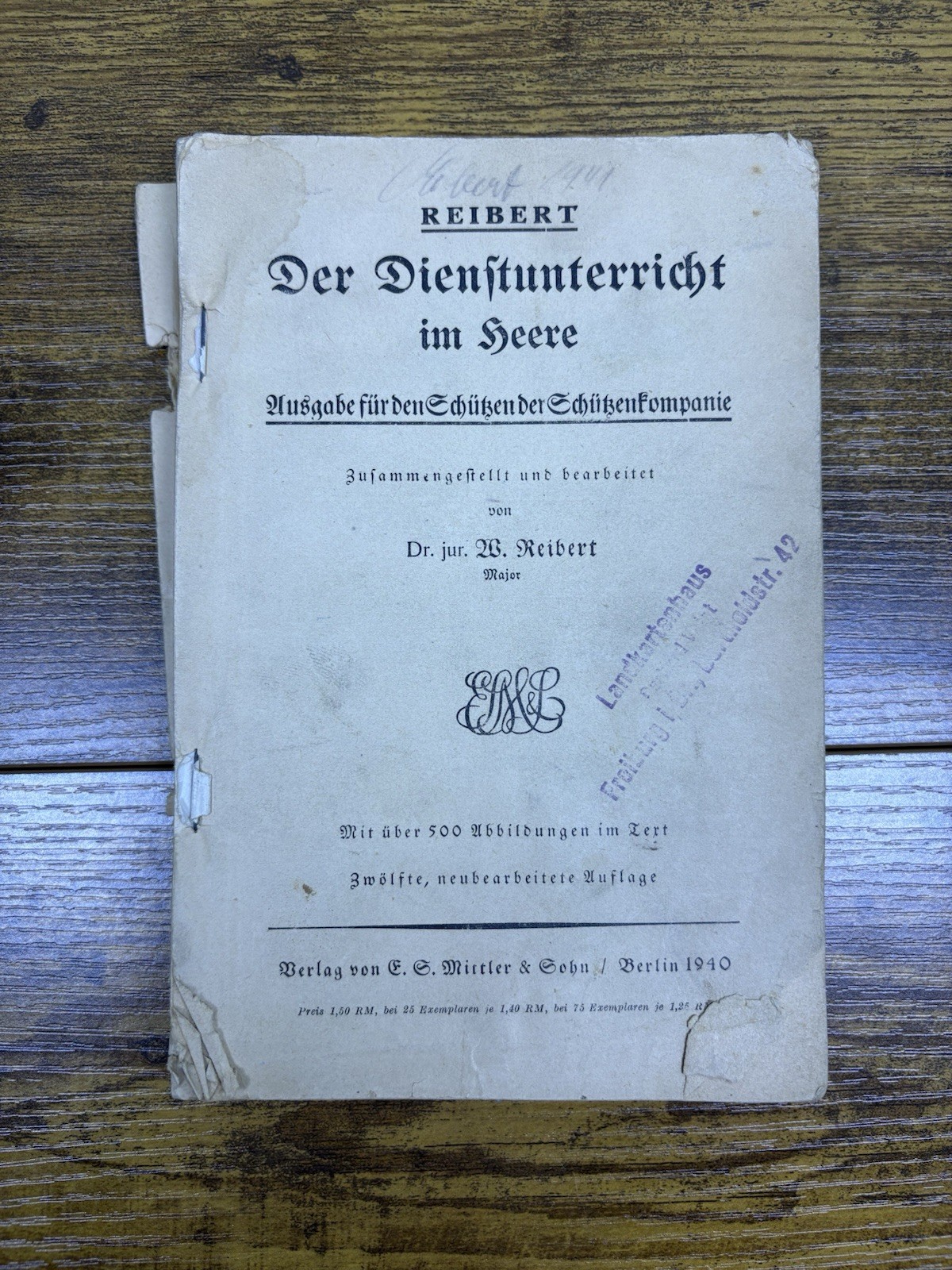 Germany Reibert The Service Instruction In The Army 1943 WW2 Schutzkompanie