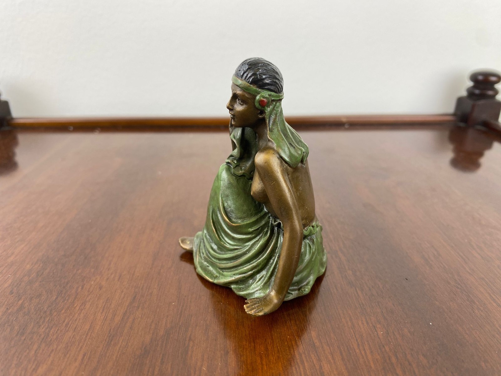 Bronze sculpture semi-naked woman Viennese style after Franz Bergman