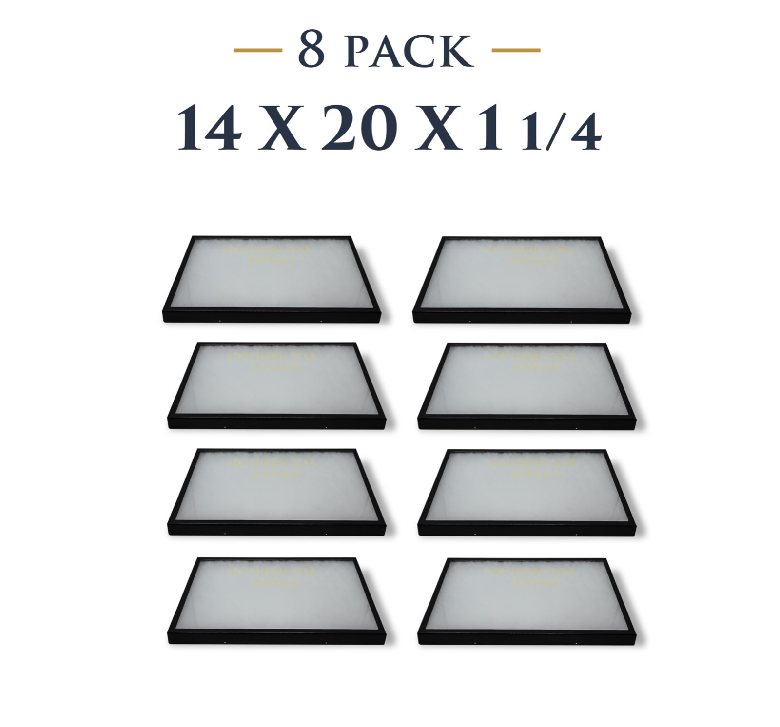 8 Pack of 14 x 20 x 1 1/4 Riker Display Cases Boxes for Collectibles Arrowheads