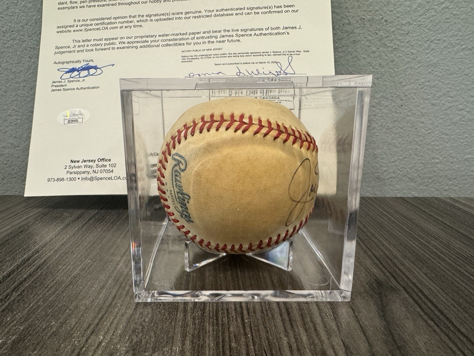 Joe DiMaggio Autographed Rawlings Baseball JSA COA ZZ29551