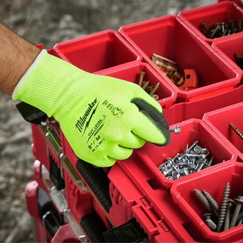 New Milwaukee Work Glove High Visibility Cut Level 1 Polyurethane Dipped 12 Pair