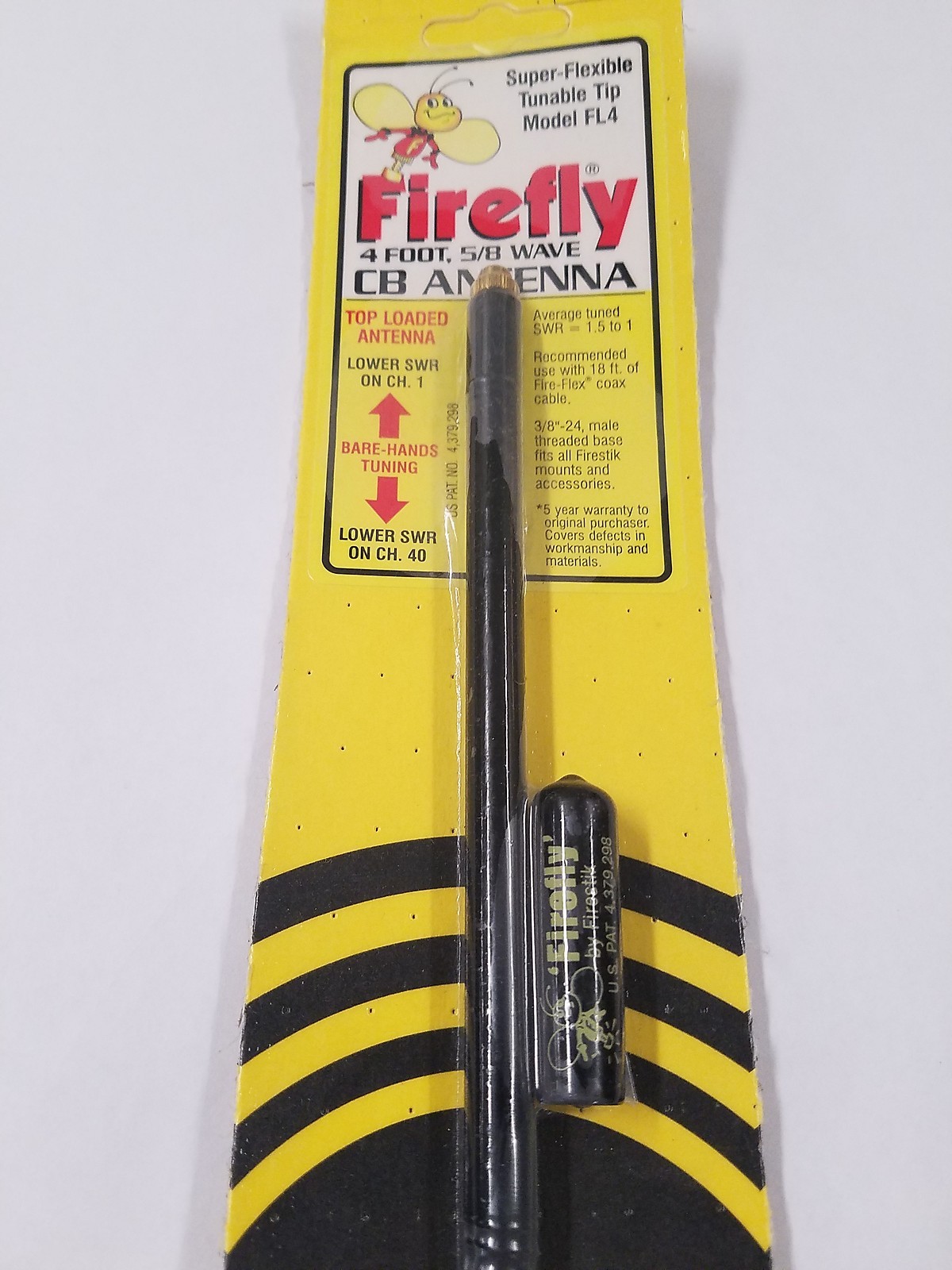 Firestik Firefly FL4 4 ft Flex Fiberglass CB Radio Antenna