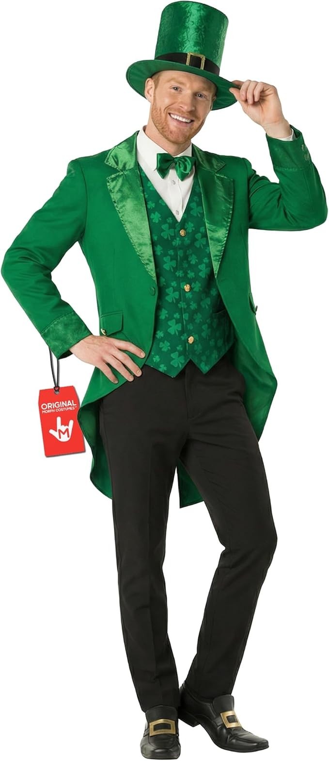 Men`s Leprechaun Costume + Hat Adult St Patrick`s Day Irish Outfit Suit M - 2XL