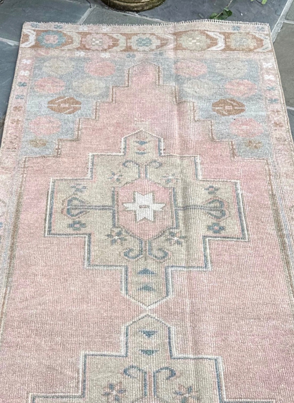 Vintage Turkish Runner Rug 3x8 Hand Knotted Wool Anatolian Oushak Hallway