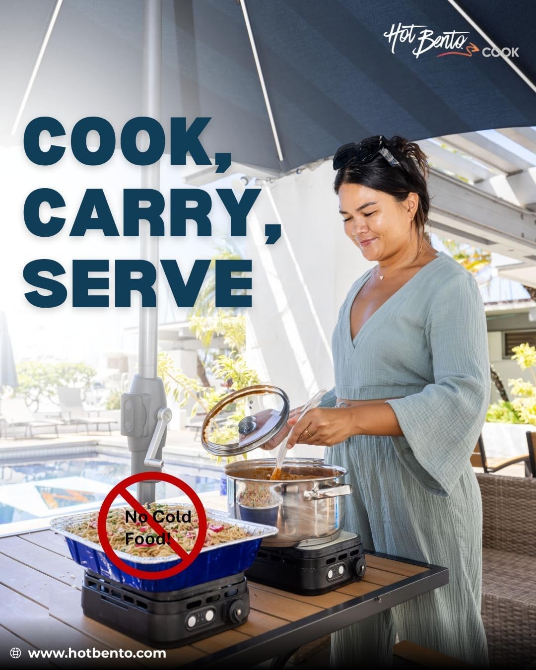 Hot Bento Cook Portable Battery-Powered Flameless Cooker, Hot Plate, Outdoors