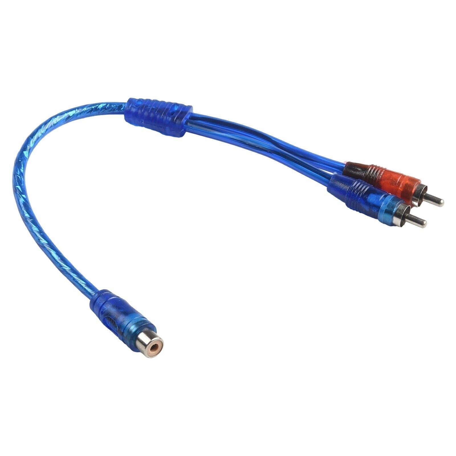 2pcs RCA Y Splitter Audio Jack Cable Adapter 1 Female to 2 Male Connector Blue