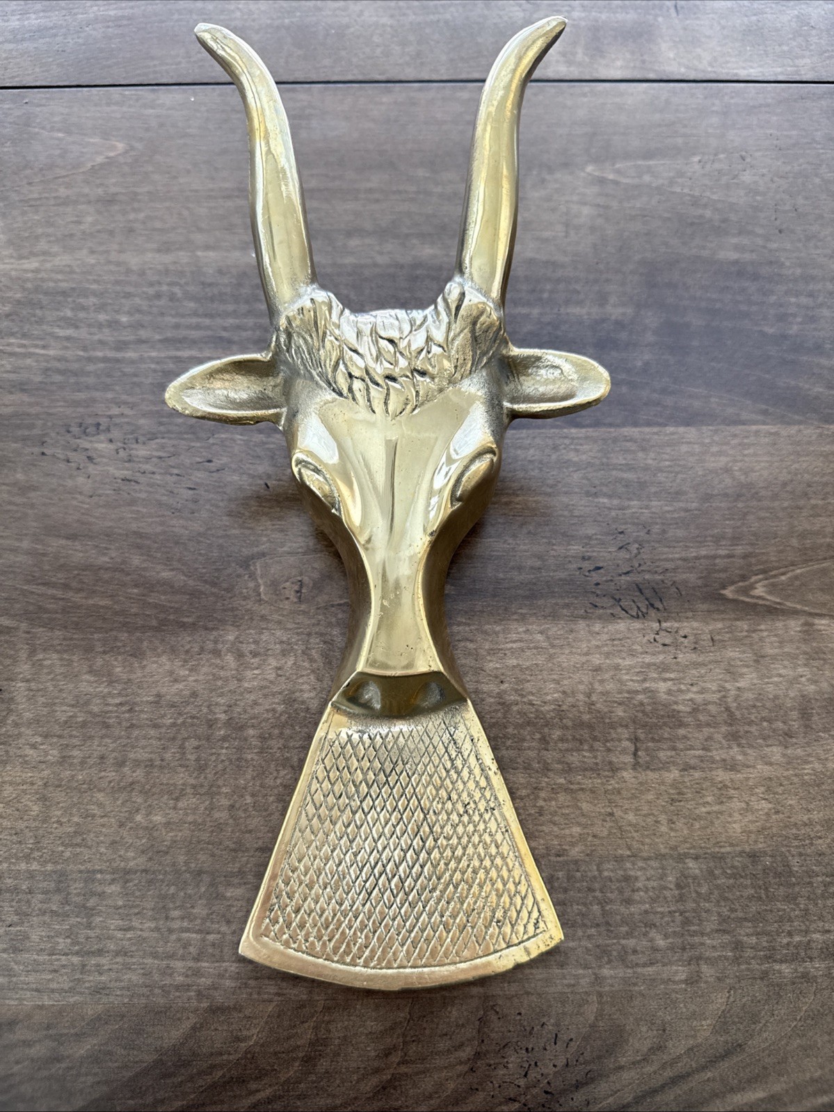 Vintage Brass Boot Jack Remover Goat, Bull Door Stop Heavy