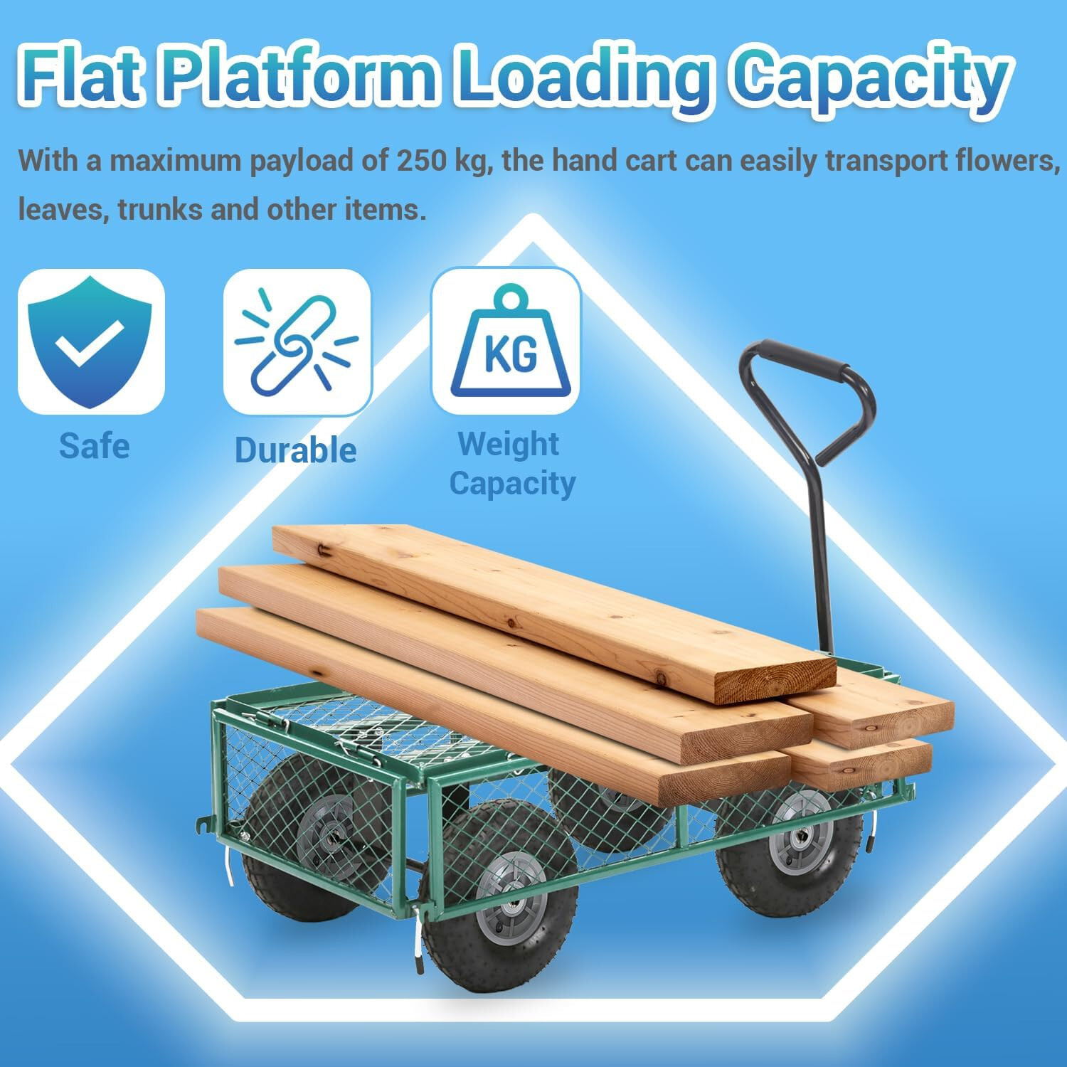 Garden Carts Yard Dump Wagon Cart Lawn Utility Cart Outdoor Steel Heavy Duty