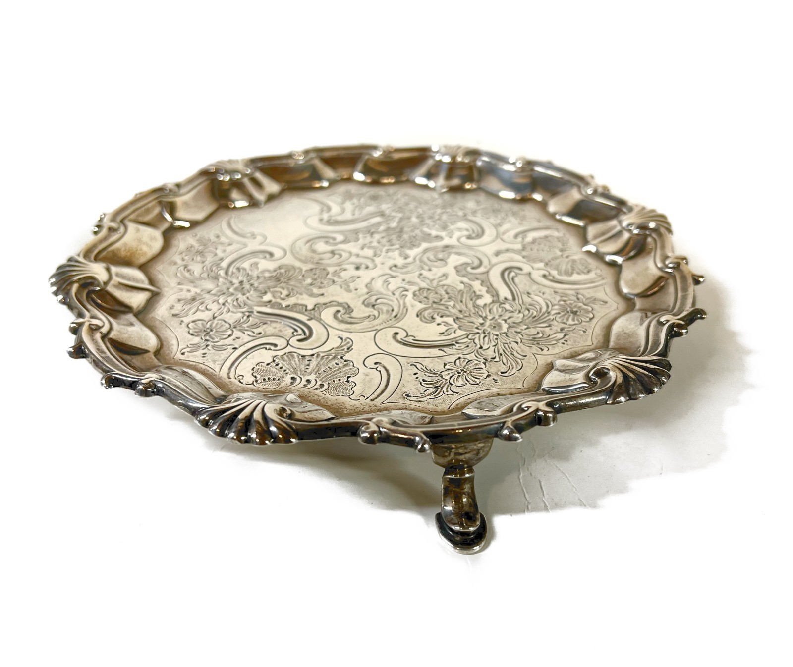 George II Sterling Silver footed Salver William Justis 1750