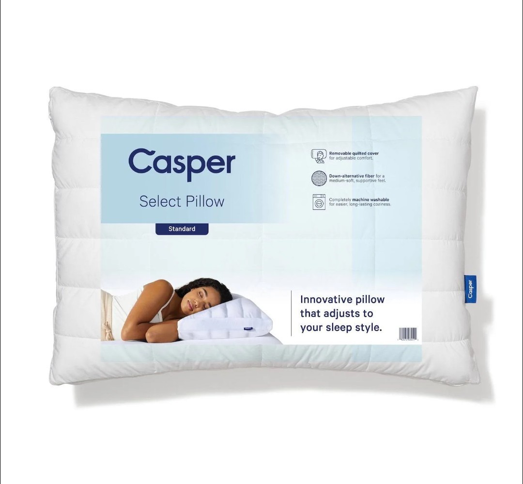 Casper Select Standard Bed Pillow Queen Down Alternative White