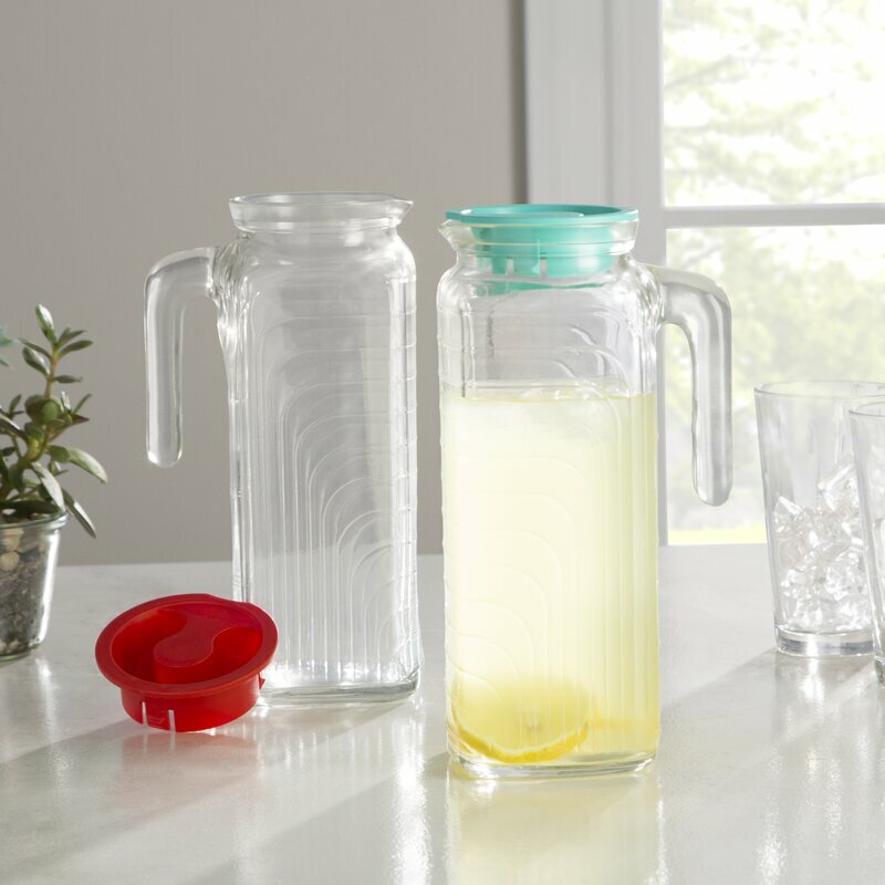 Bormioli Rocco Gelo Glass Jug/Pitcher with White Lid, 41-Ounce