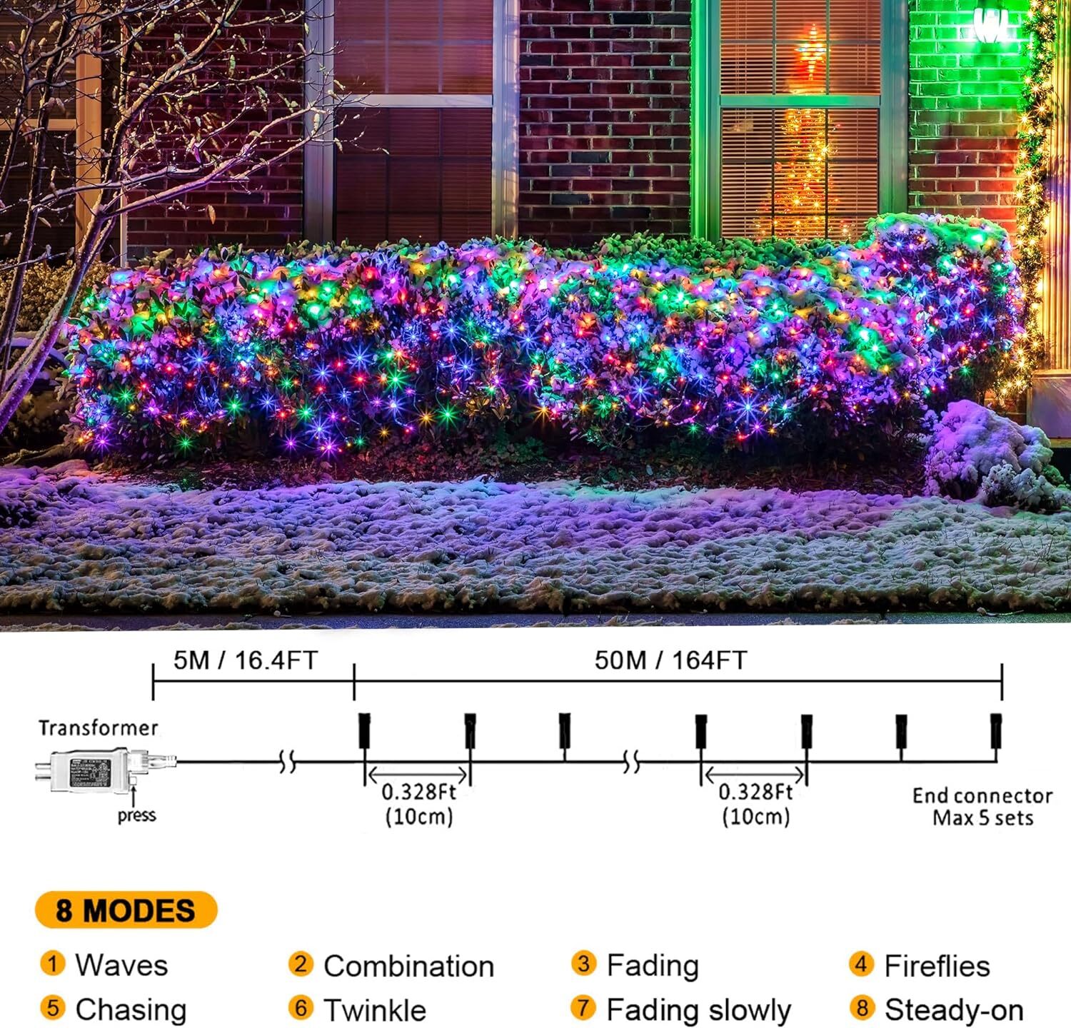 Multicolor Christmas String Lights 200/300/500 LED Christmas Lights Waterproof