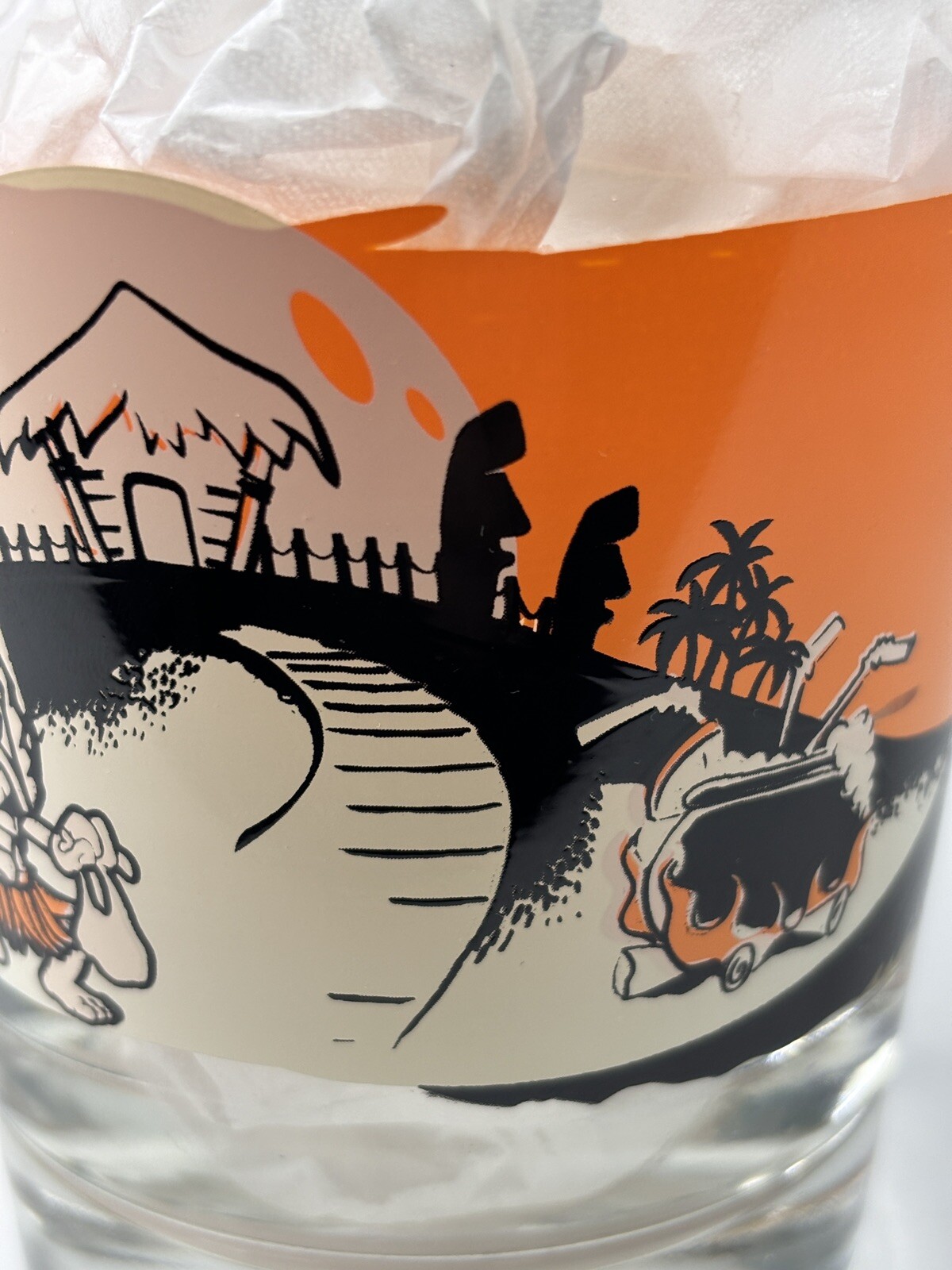 Halloween Mai Tai Glass Art by Dr Bill Tiki Bob Ghost Fez Monkey Pumpkin Ohio