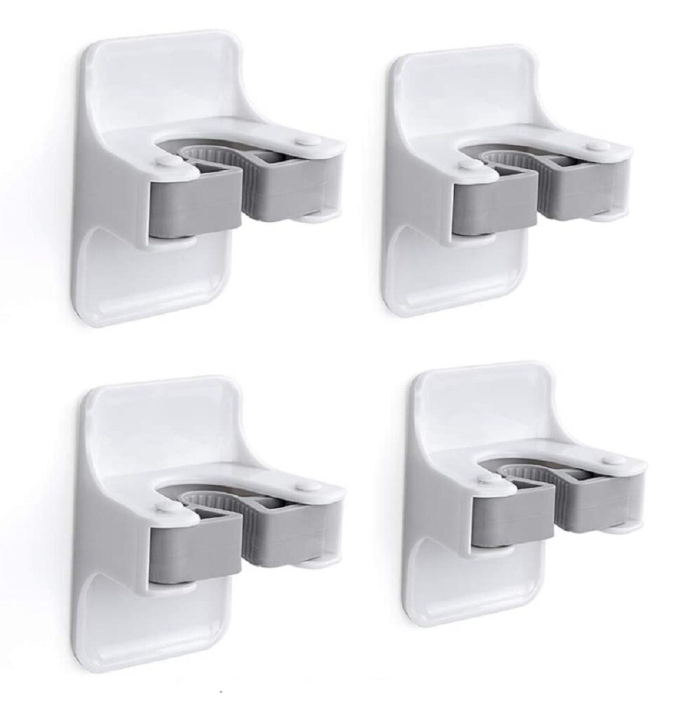 4-Pack Self-Adhesive Broom Holder Set – Wall-Mounted Mop and Broom Gripper Racks
