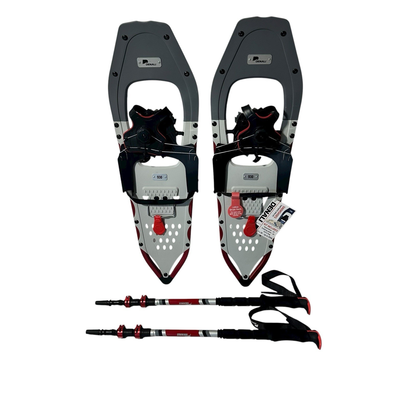 Denali Sawtooth Spin Snowshoes 9x30 Winter Hiking Kit w/ Poles & Bag – 250 lb