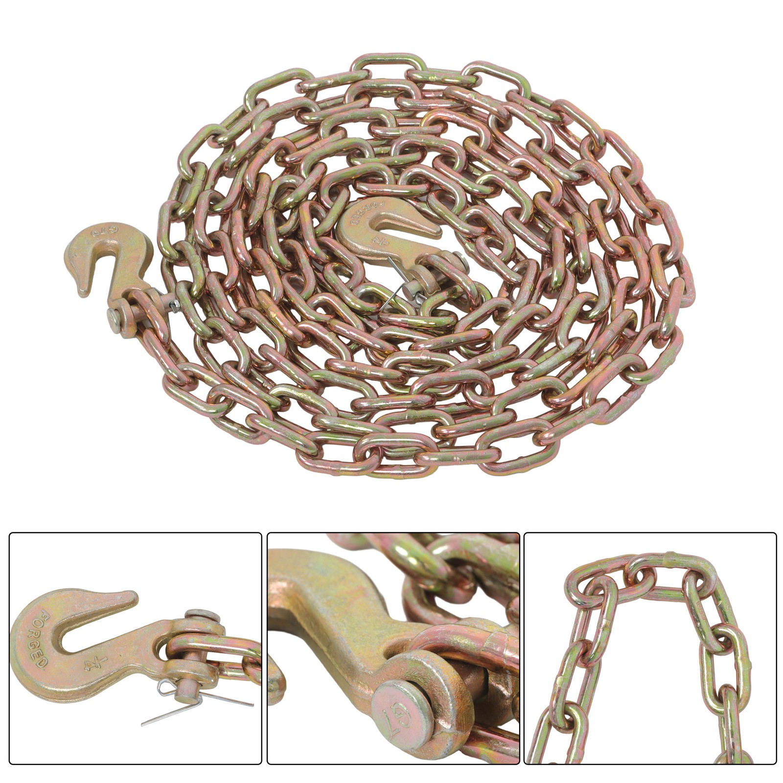 1/4''×12' G70 Tow Chain J-Hooks V-Chain Flatbed Truck Rollback Wrecker Carrier