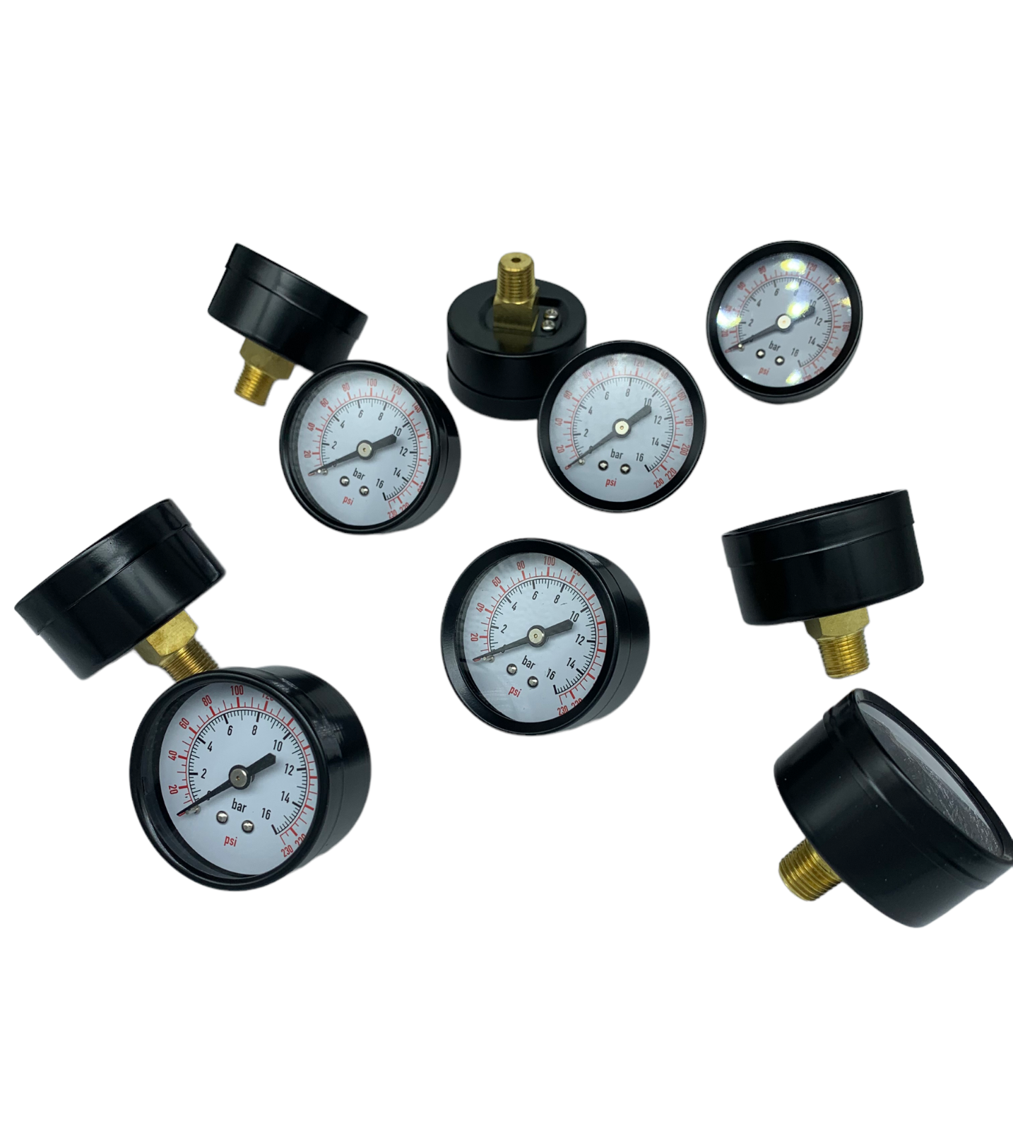 10 Pack Compressor Pressure Gauges 0-230 PSI 1/4 NPT Back Mount 2" Dial