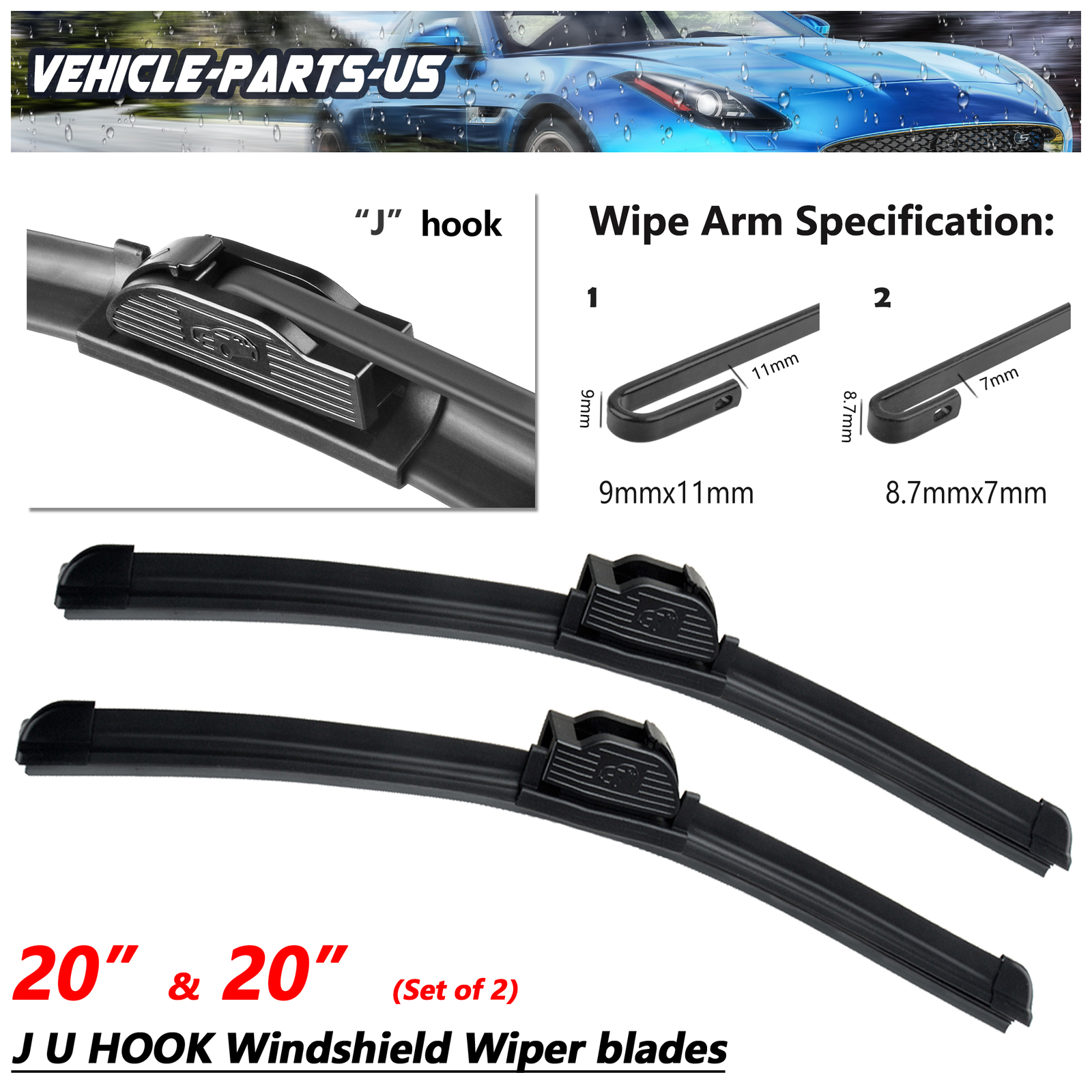 20"&20" Windshield Wiper Blades Fit For Ford F-150 1997-2007 Set of 2
