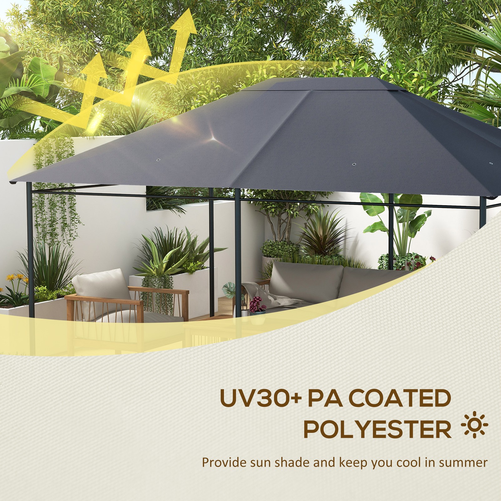10' x 13' Gazebo Canopy Replacement Roof in Dark Gray