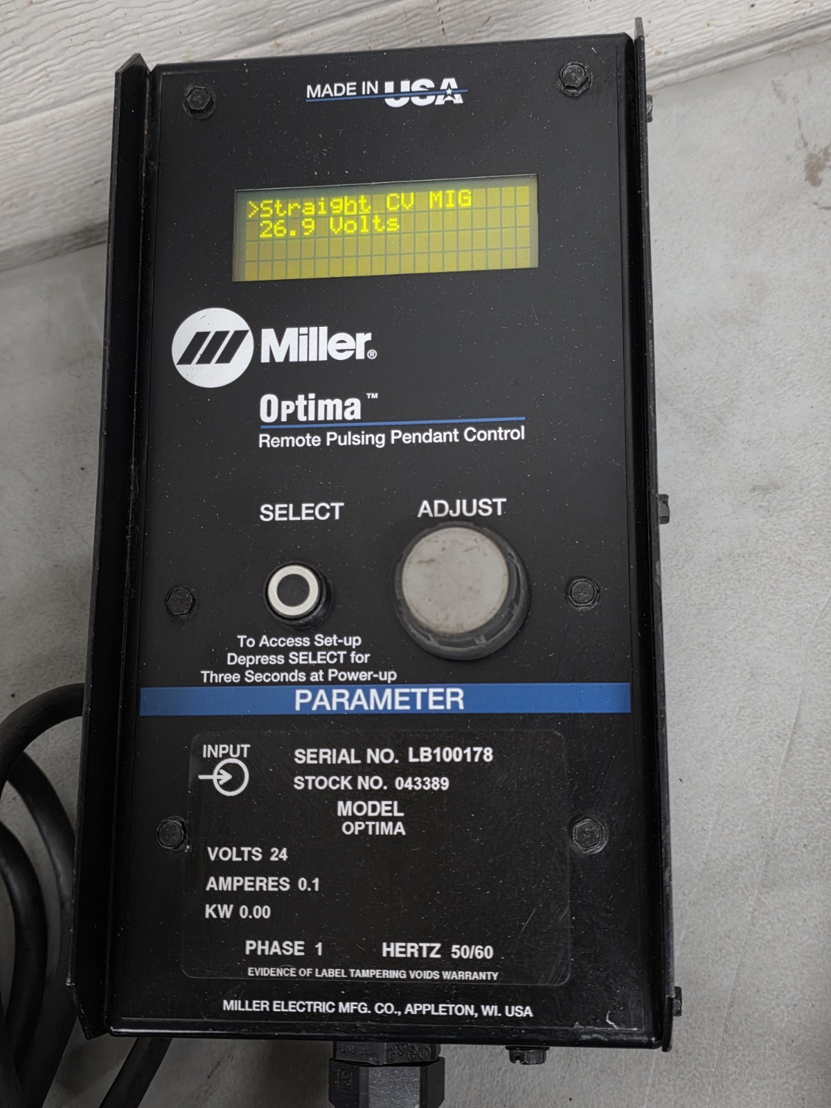 Miller Optima Welding Pendant Control 043389 #1