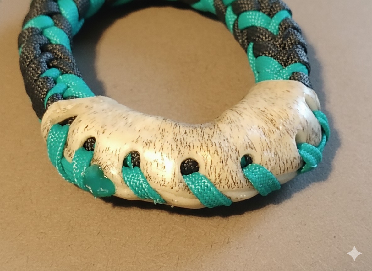 TURQUOISE n BLACK 10 Plait Pryor ParaCord Hondo w/ Bull Rawhide Burner Buckaroo