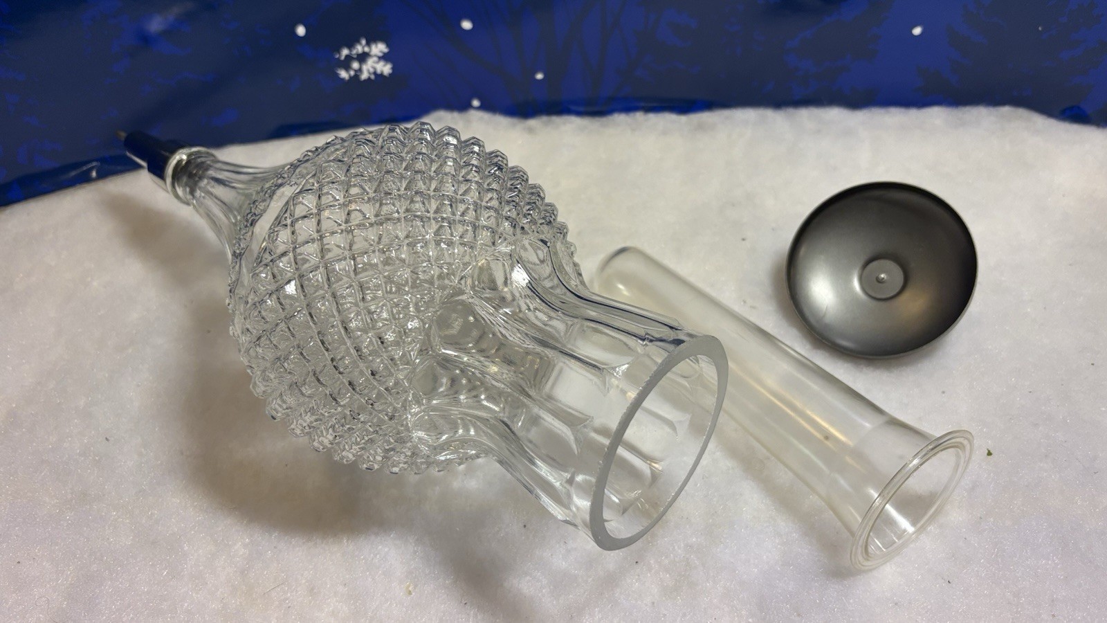 Italian Wine Aerator Dispenser - Crystal Glass w/Grapevine Wrought Iron Stand