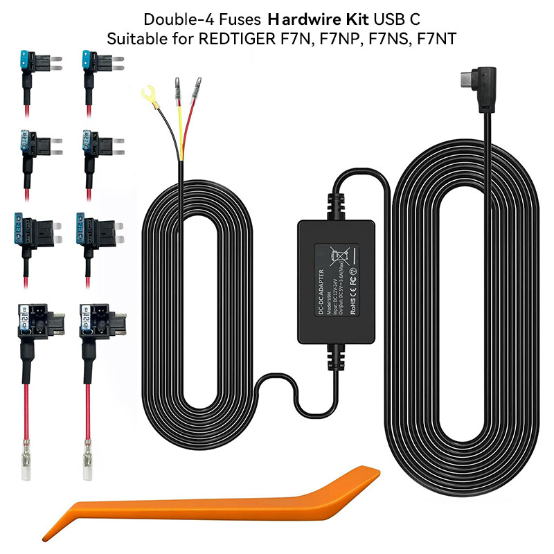 REDTIGER F7N Dash Cam USB C Hardwire Kit Dashboard Camera Double-4 Fuses