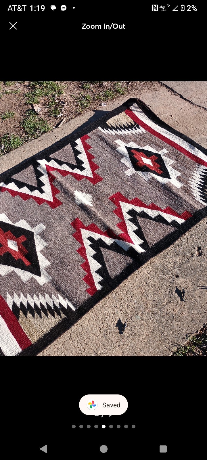1940 Navajo Wool Rug Horse Blanket Weaving Native American Storm Pattern