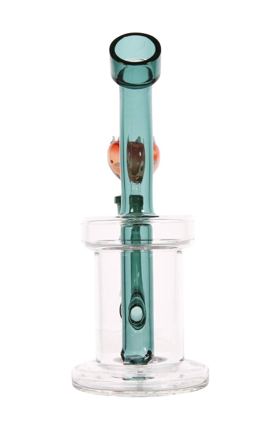 7” Bent Neck Glass Water Pipe Venus Fly Trap Design +14mm Bowl (Green Red/White)