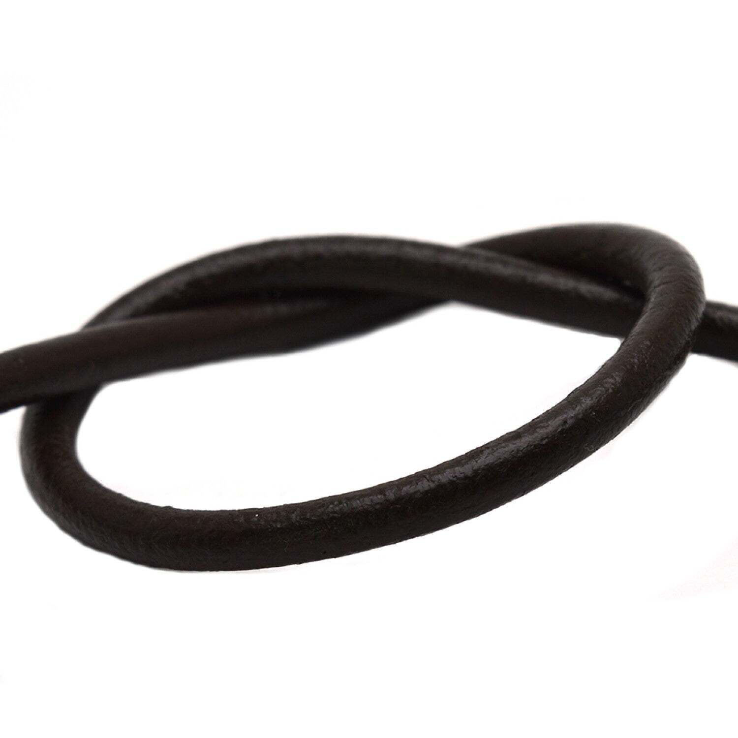 6mm Round Genuine Leather Cord for Jewelry Making 1.1 Yard - Brown