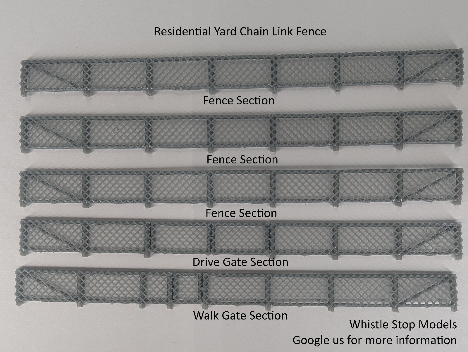 N scale 4 ft chain link fence 5 pcs over 25 inches  N2008