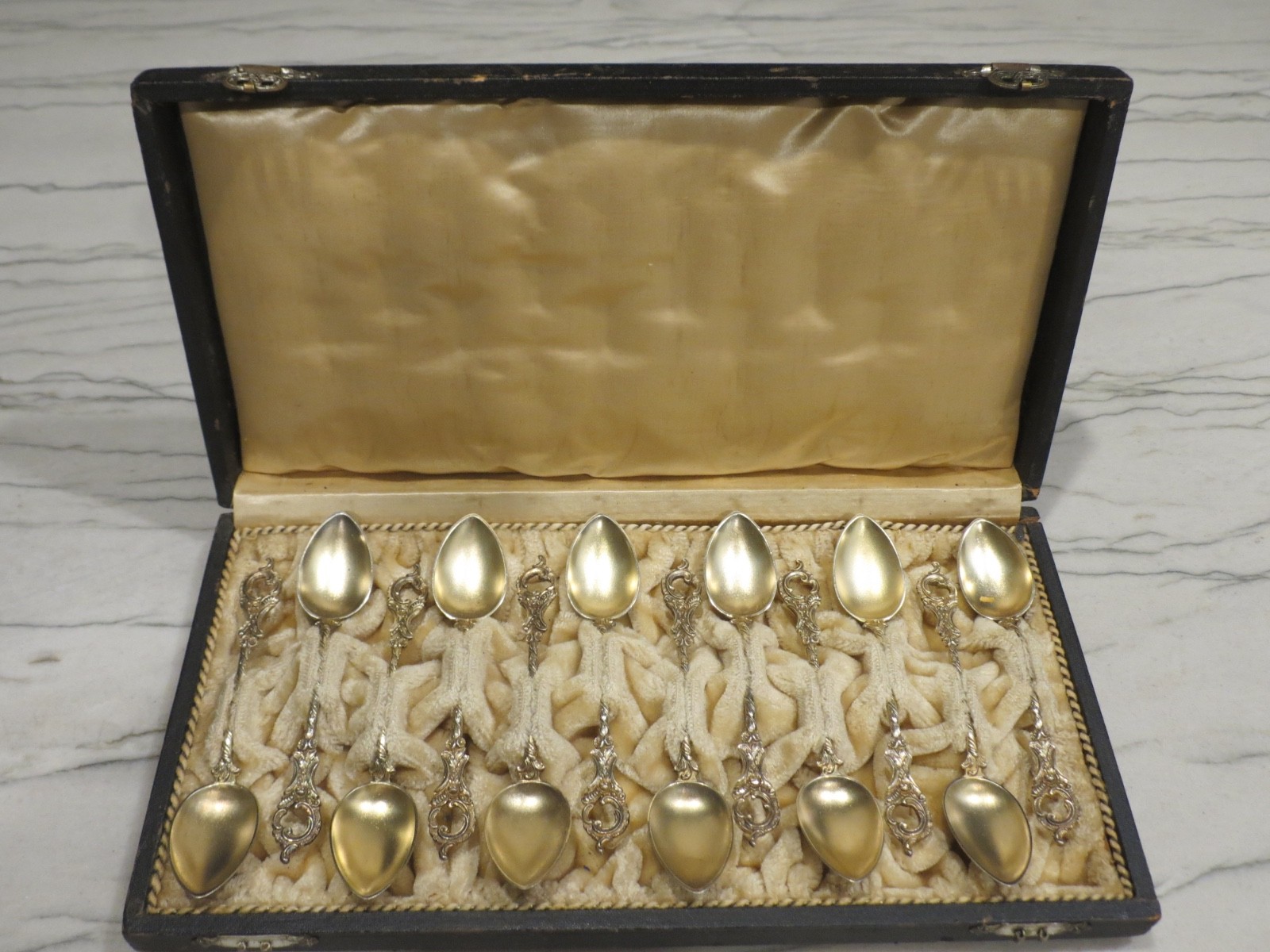 German Gilt 800 Silver  12 Demitasse Spoons Set no monograms