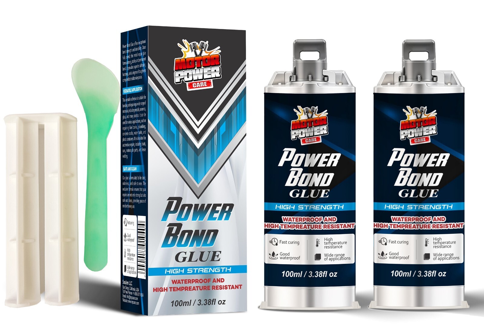 2 x Automotive Power Bond Glue, Metal Repair Glue, High-Temperature Resistant