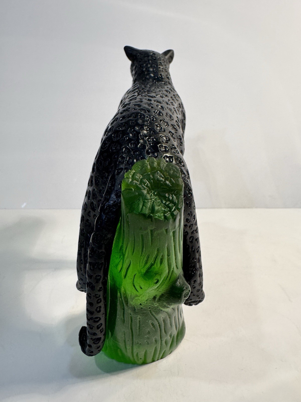 Daum Pate De Verre Black Panther On Emerald Green Tree Gorgeous And Perfect!