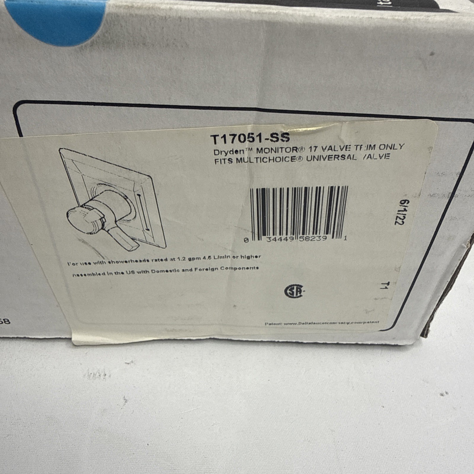 Delta Dryden T17051-SS Monitor® 17 Series Valve Only Trim - Stainless