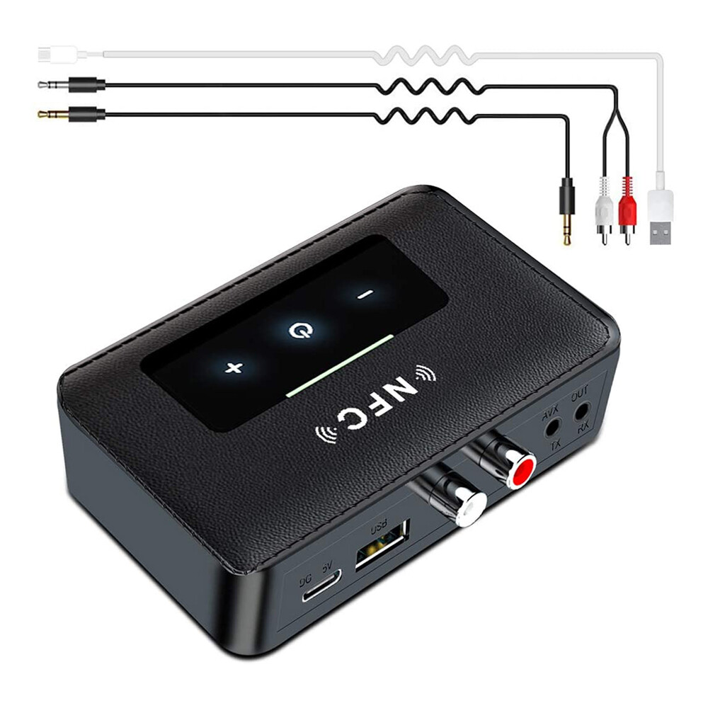 New Wireless Bluetooth 5.0 Receiver Aux NFC to 2 RCA Audio Stereo Adapter 3.5mm