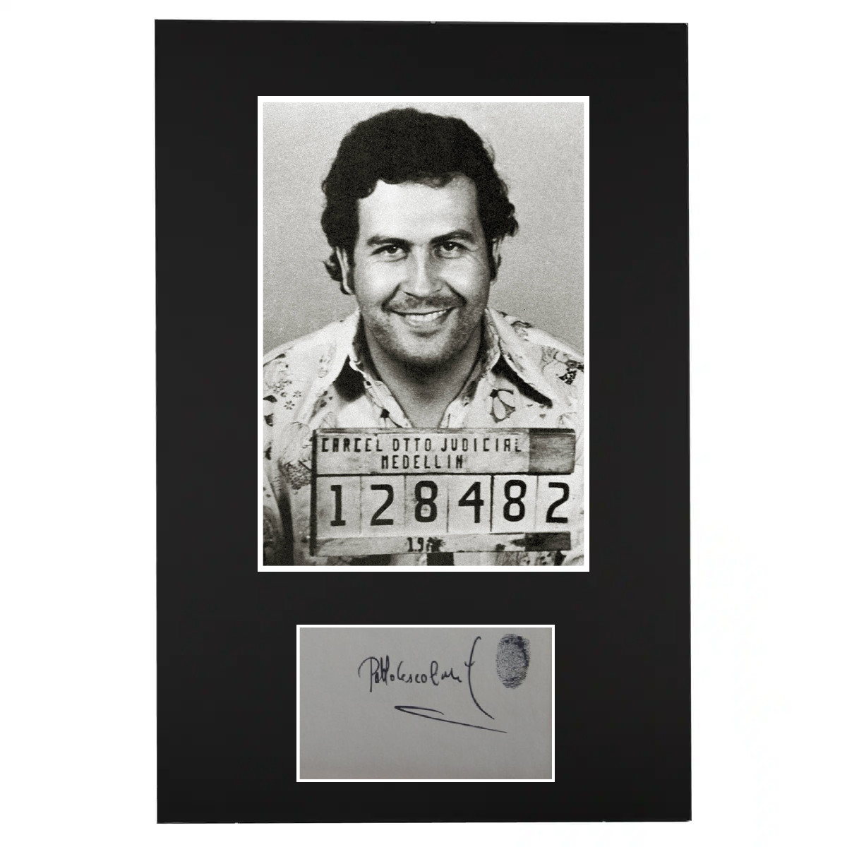 Large 11 x 14 Custom Matted Pablo Escobar Drug Cartel Facsimile Autographed