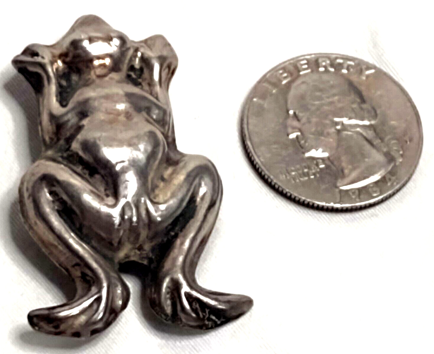 Brooch Frog Shaped VTG 1 7/8" Sterling Silver .925 Mexico Marked Franklyn