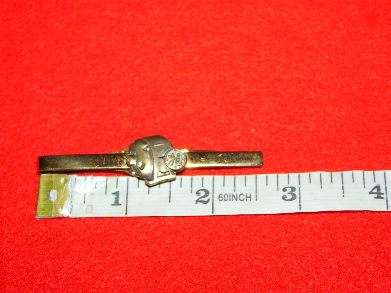 VINTAGE 2 3/4" LONG GE GENERAL ELECTRIC METAL TIE CLASP
