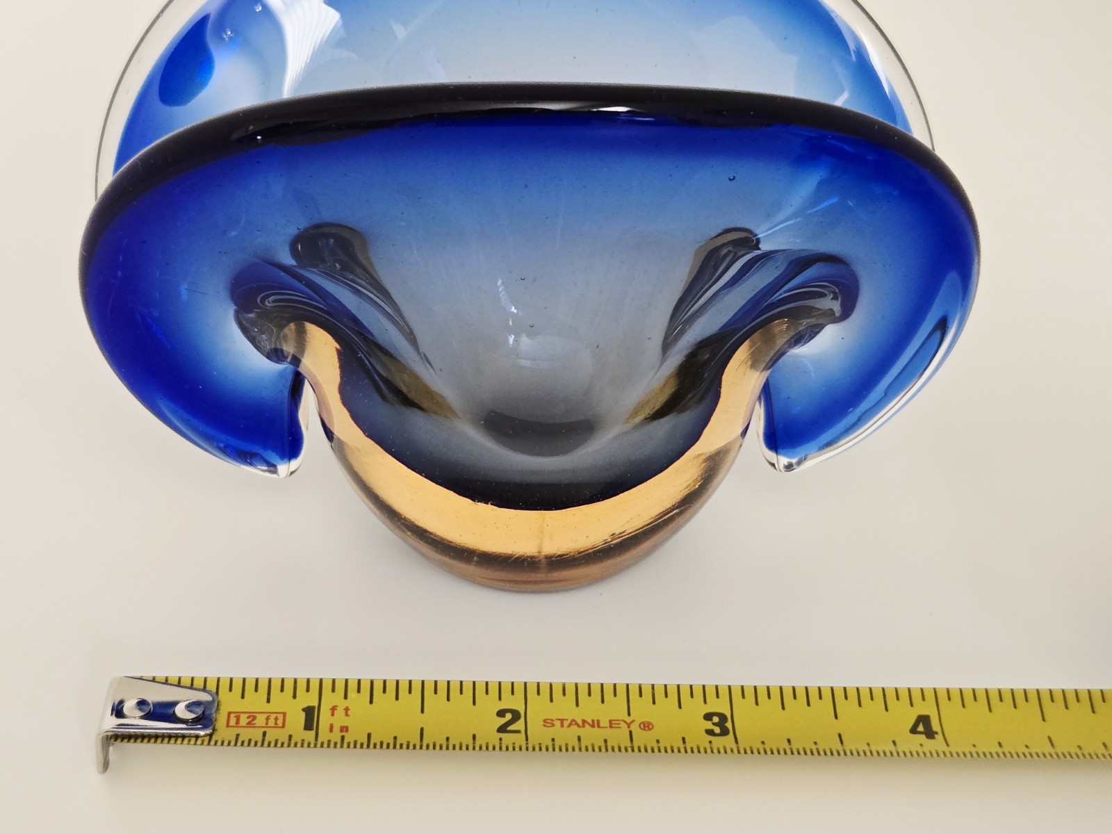 VTG Murano Sommerso Flavio Poli Seguso? Glass Clam Shell Sculpture Bowl 3 1/4" T