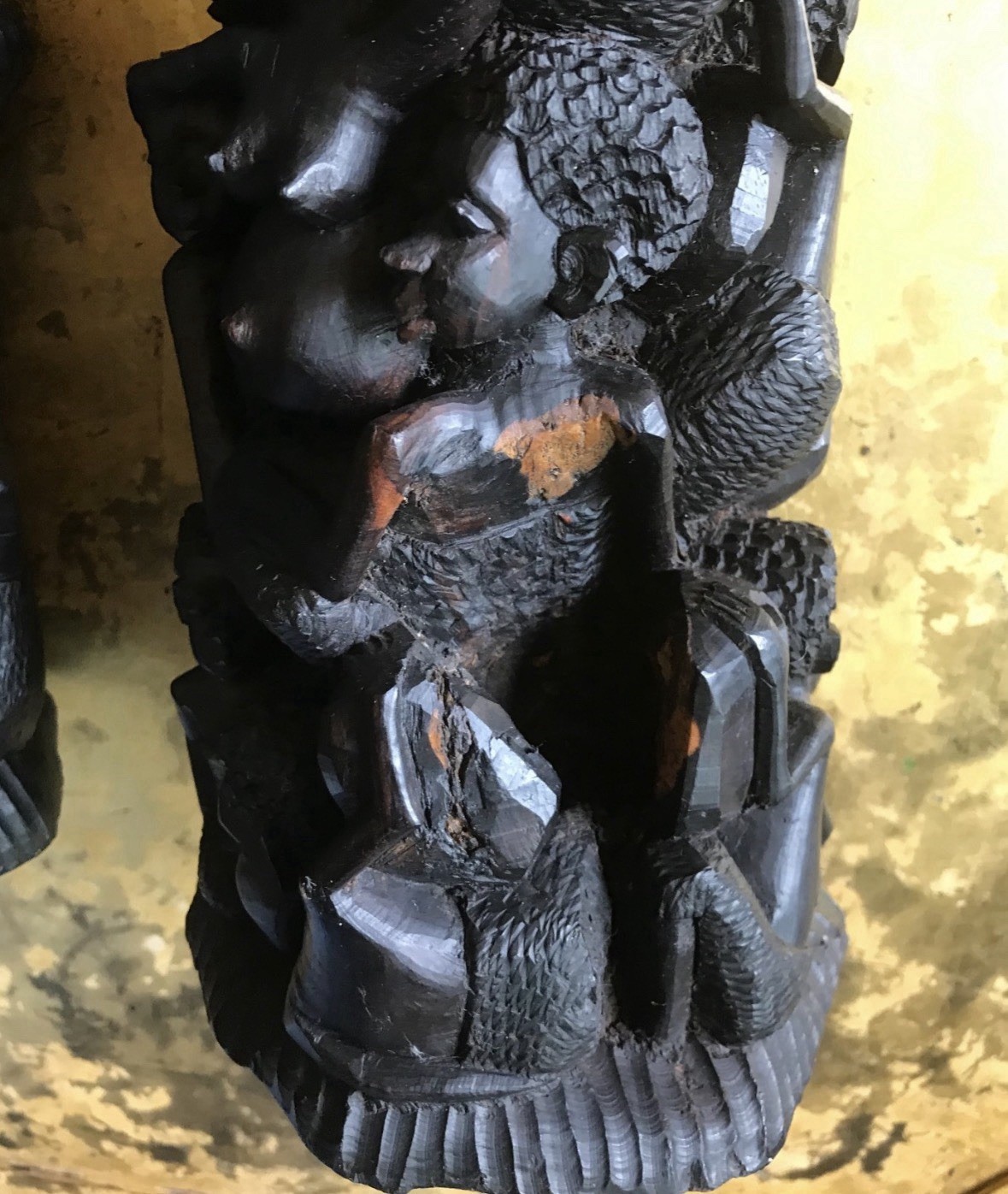 Antique Pair of EBONY MALE & FEMALE MAKONDE . “Tree of Life” STATUES . 24"+ TALL