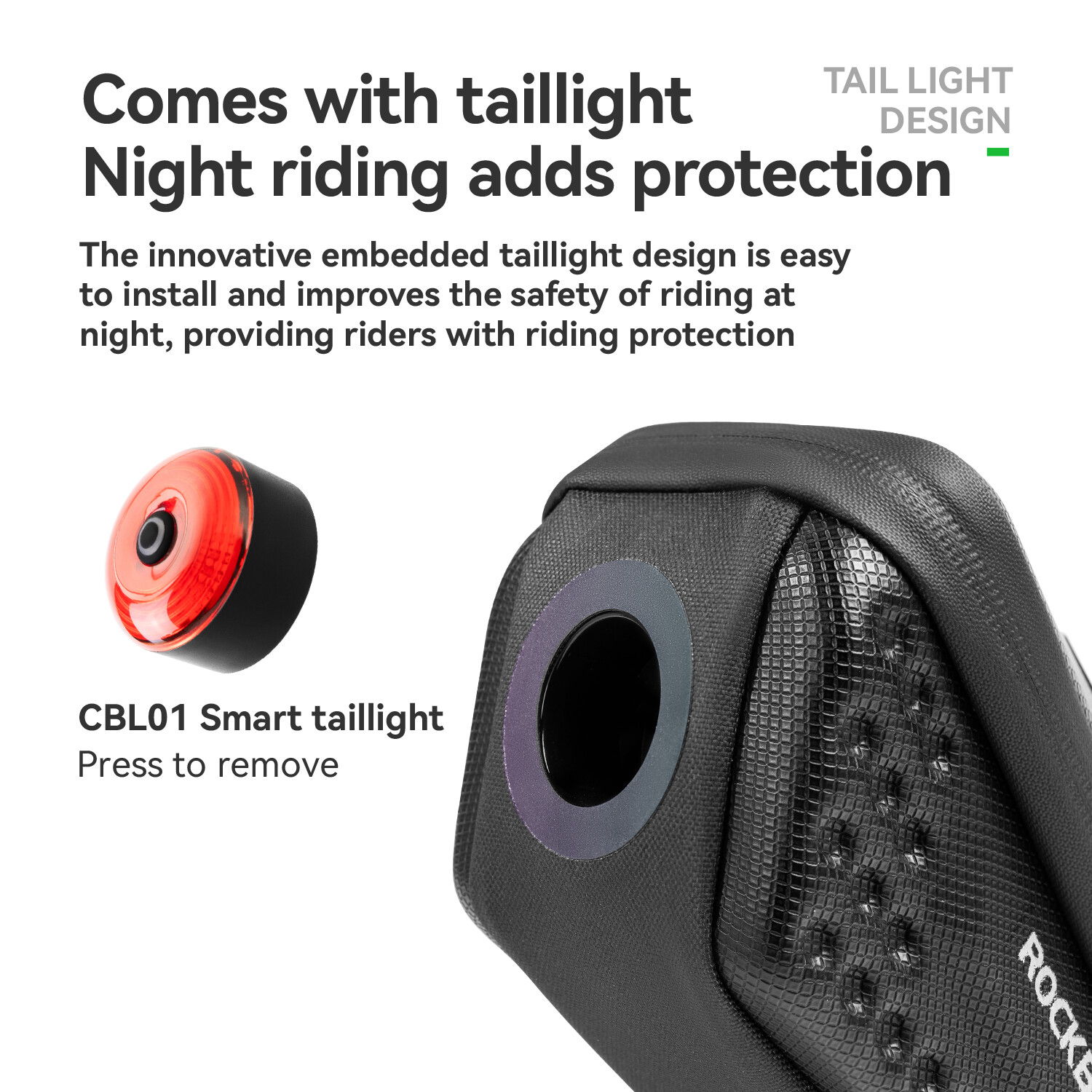 ROCKBROS Bicycle Rear Seat Saddle Bag Waterpoof Cycling Seat Bag With Taillight