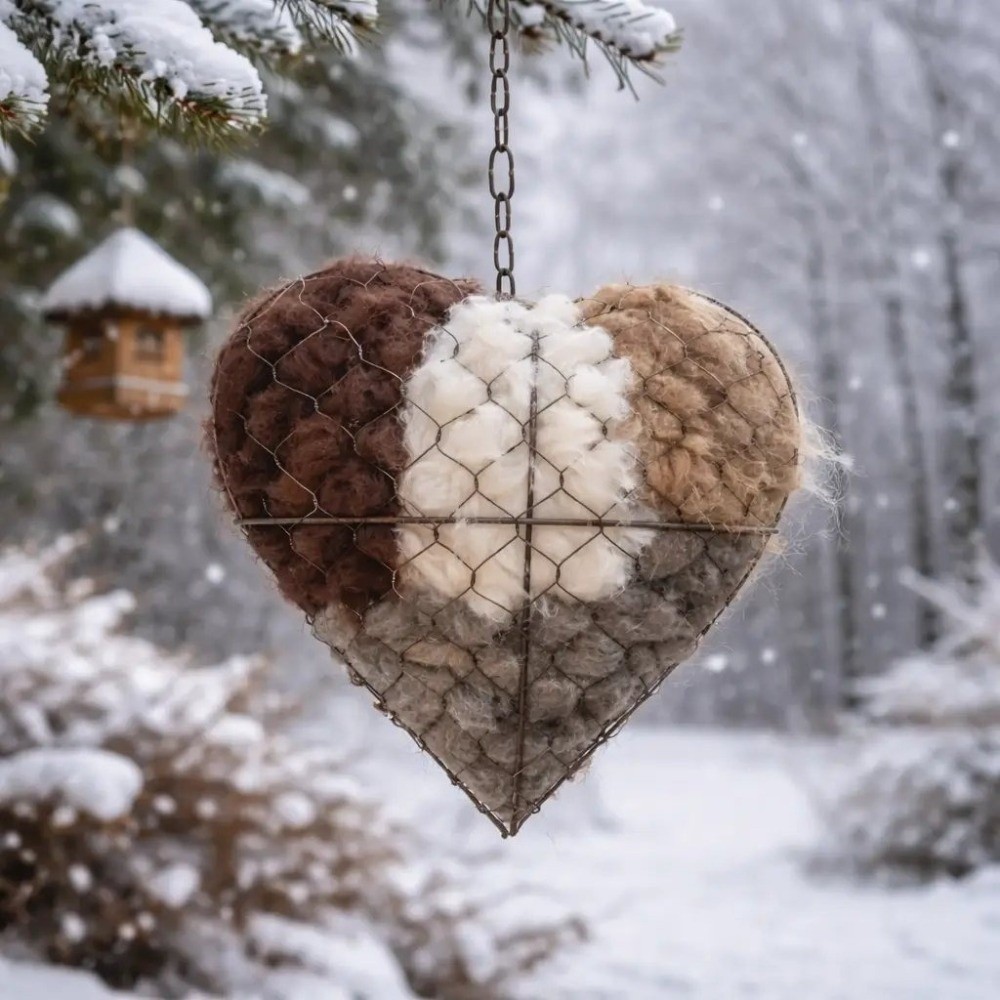 Heart Shape Alpaca Fiber Bird Nesting Heart Outside Gifts
