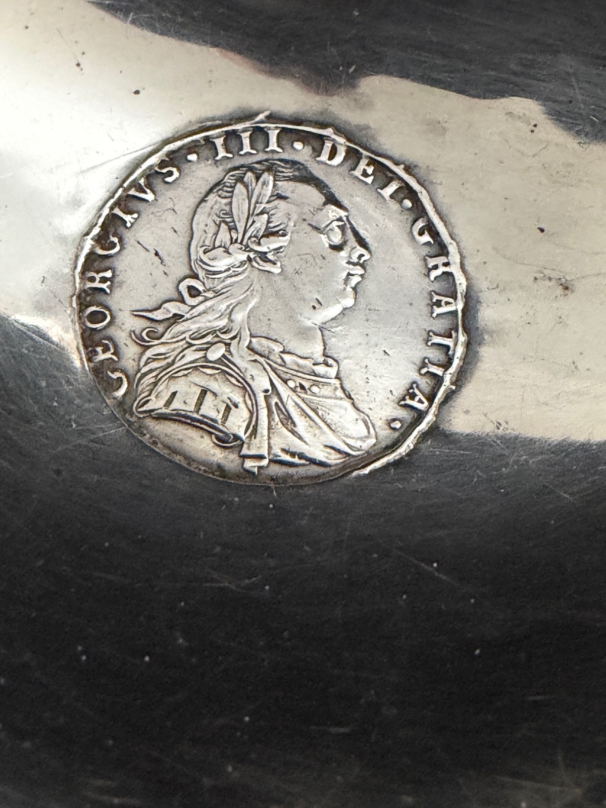 1832 London Sterling Pap Boat with 1787 Shilling in Bottom Jonathan Hayne