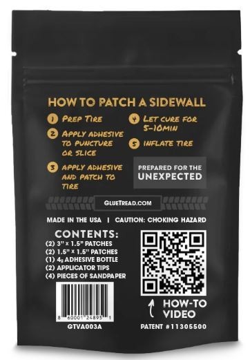 GlueTread Off road External Sidewall Repair Patch Kit for Tubeless Tires ATVUTV