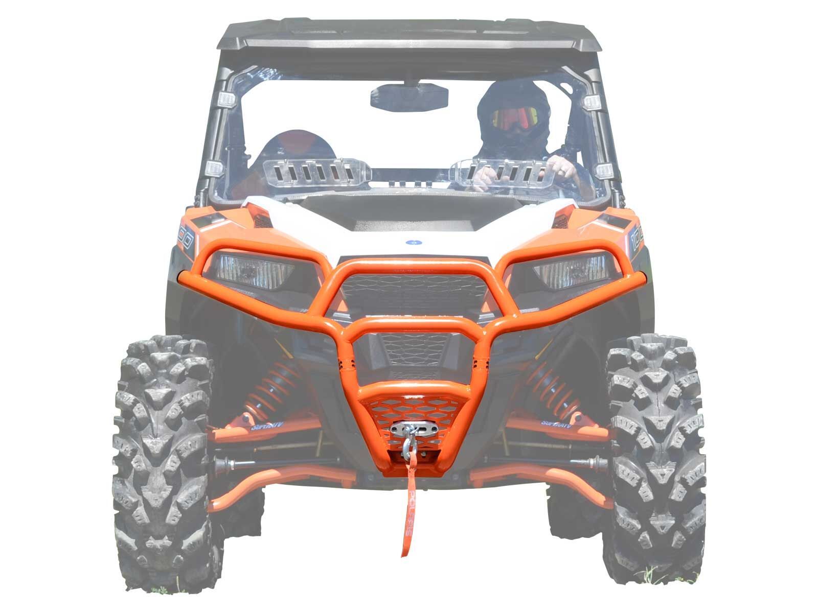 SuperATV Heavy Duty Orange Front Bumper for Polaris General/See Fitment